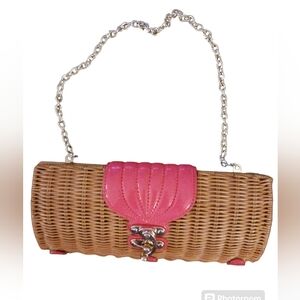 "Ava Rose" Brown straw with Peachy-Orange patent leather accents.